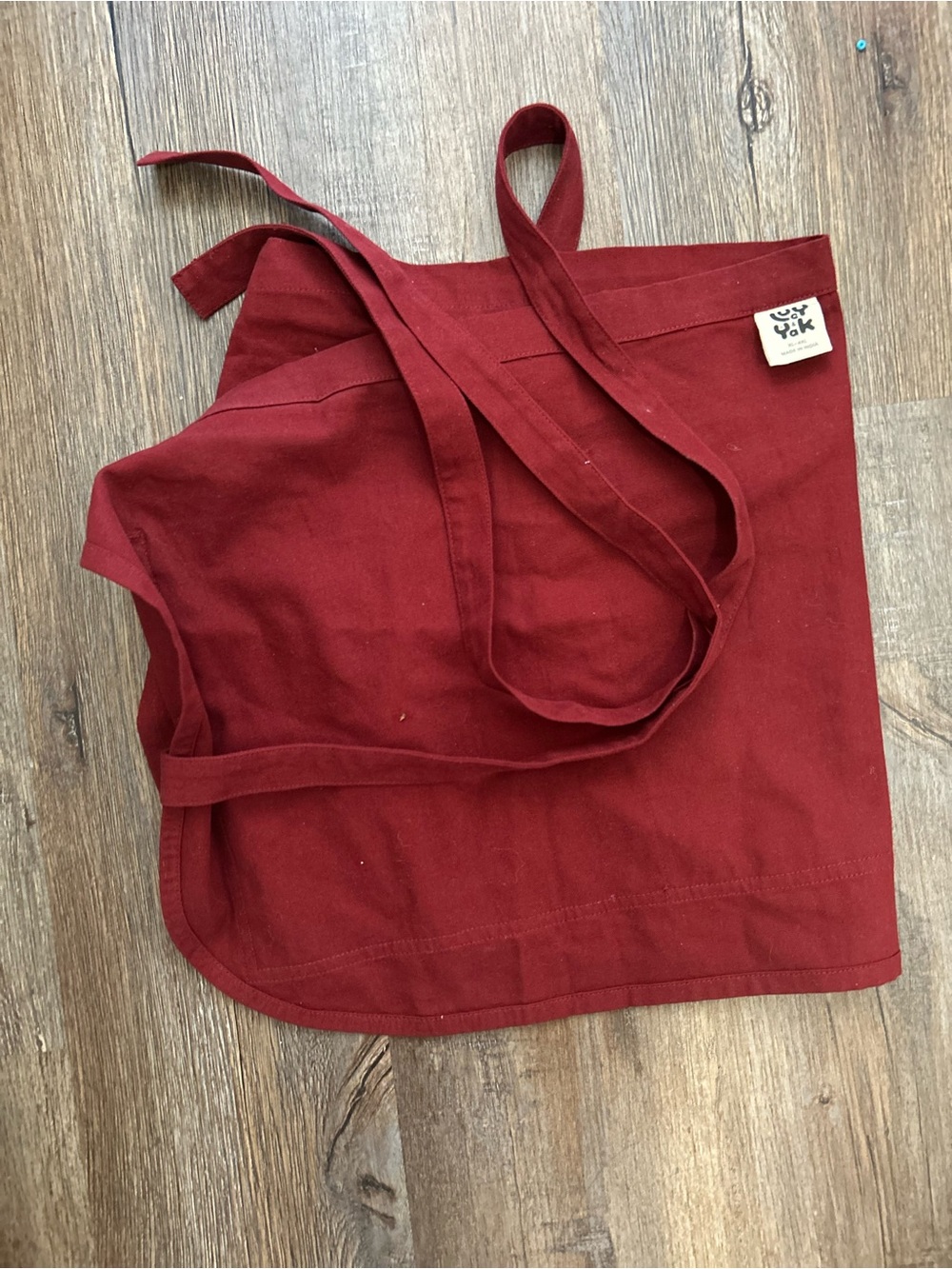 Deep Red Canvas Apron with Side Tie